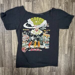 Green Day Dookie Album Graphic Tee Black Cut Neck Punk Rock Band Shirt